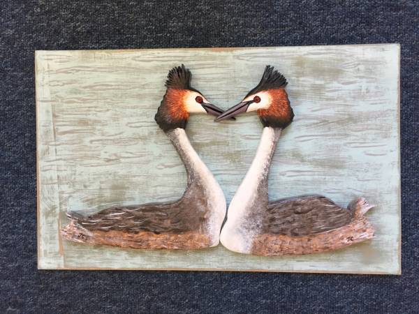 - a , wood Sculpture by John Comley, measuring 34 x 54 cm (H x W) £300